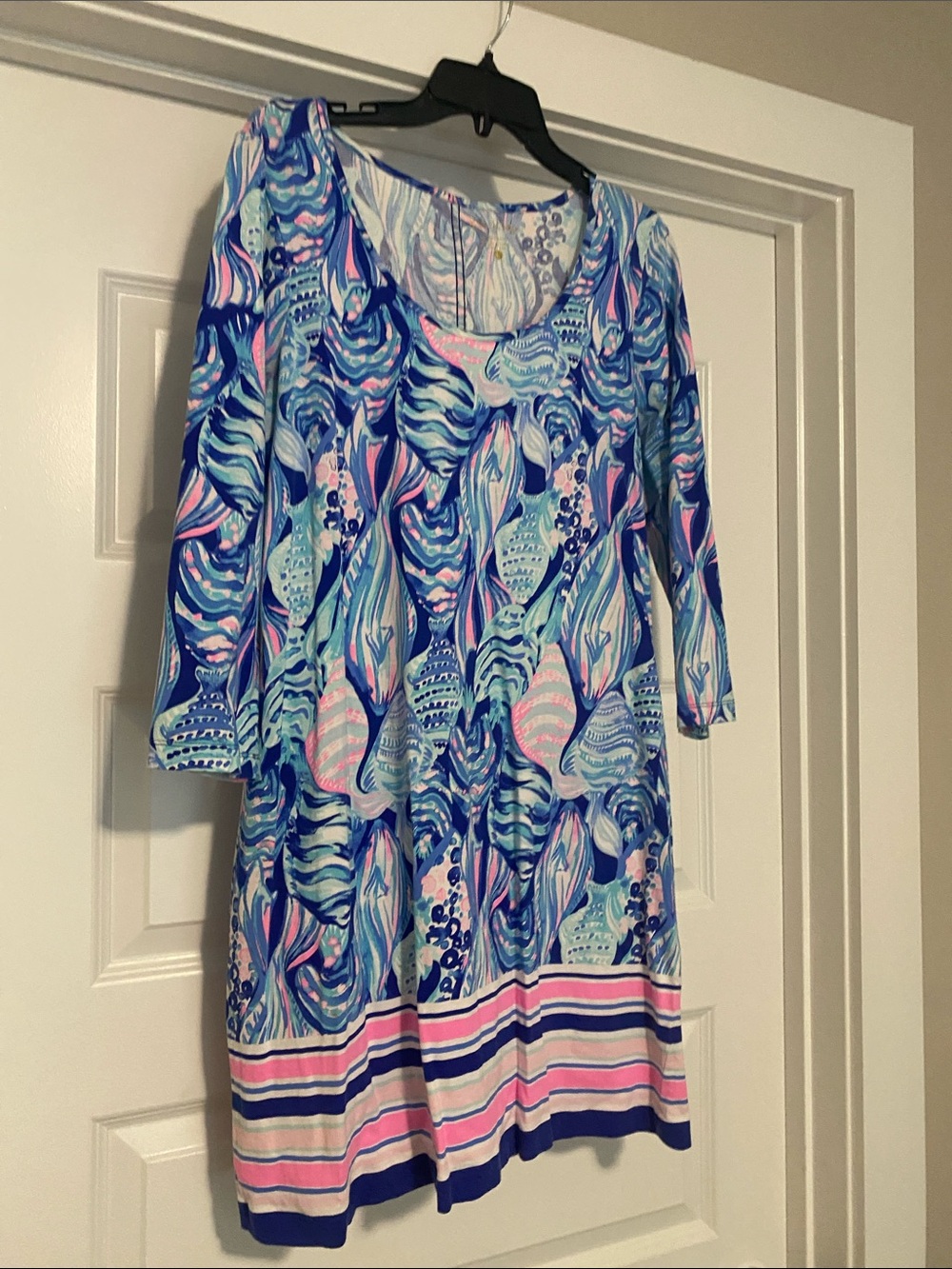 Lilly Pulitzer Blue, Pink & Aqua Printed Scoop-Neck Midi Dress